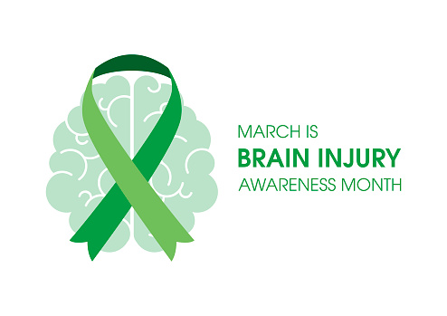 Human brain with green ribbon icon vector isolated on a white background